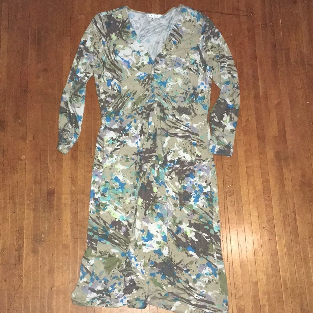 CAbi knit front jersey knit paint splatter dress